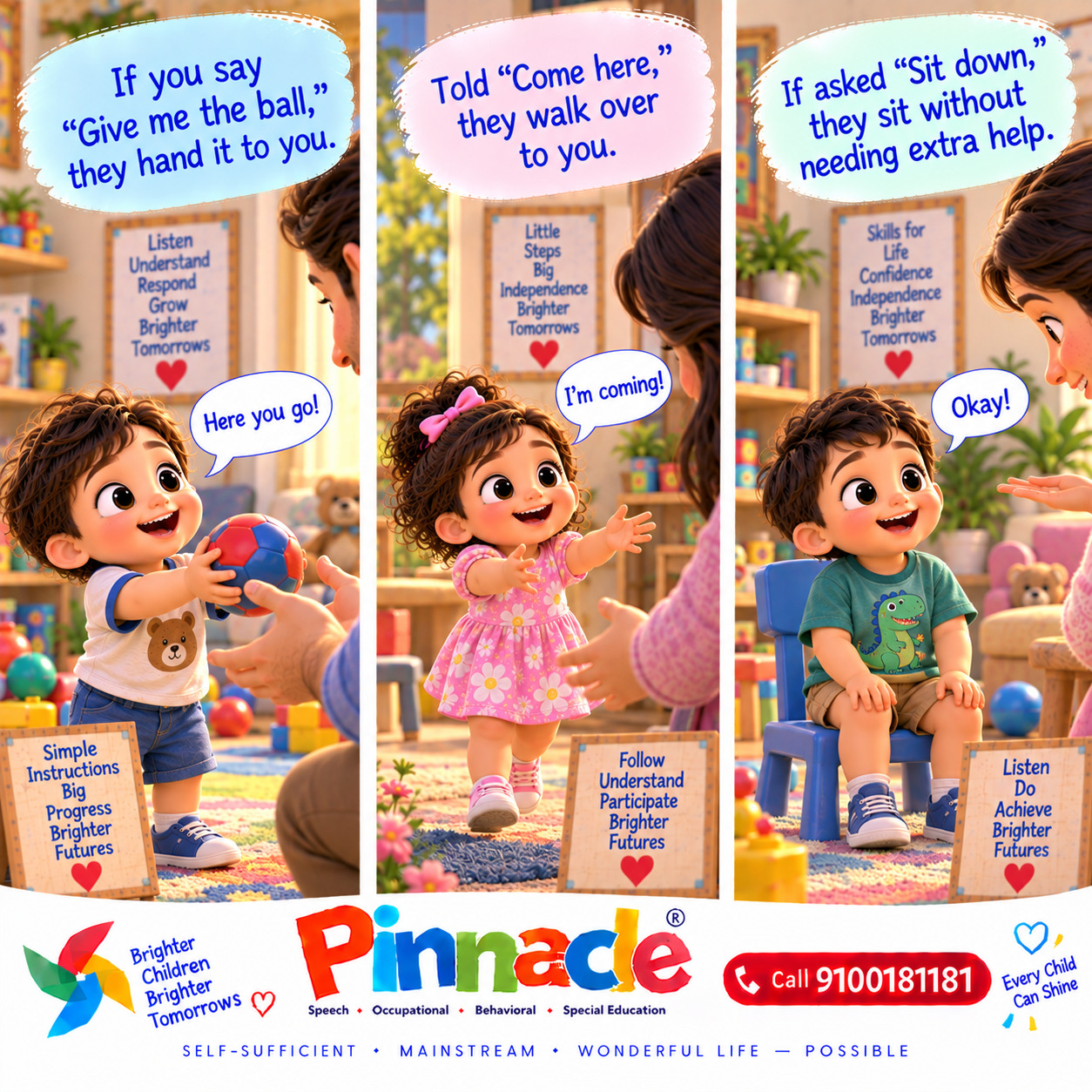 Example illustration accompanying: Can the child follow simple one-step instructions? Use instructions like “Give me the toy” or “Come here” to assess comprehension.