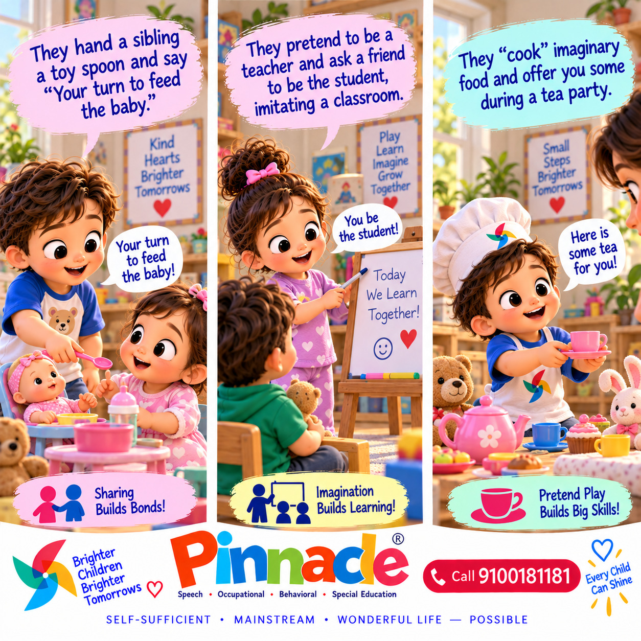 Example illustration accompanying: Does the child engage in pretend play with others?