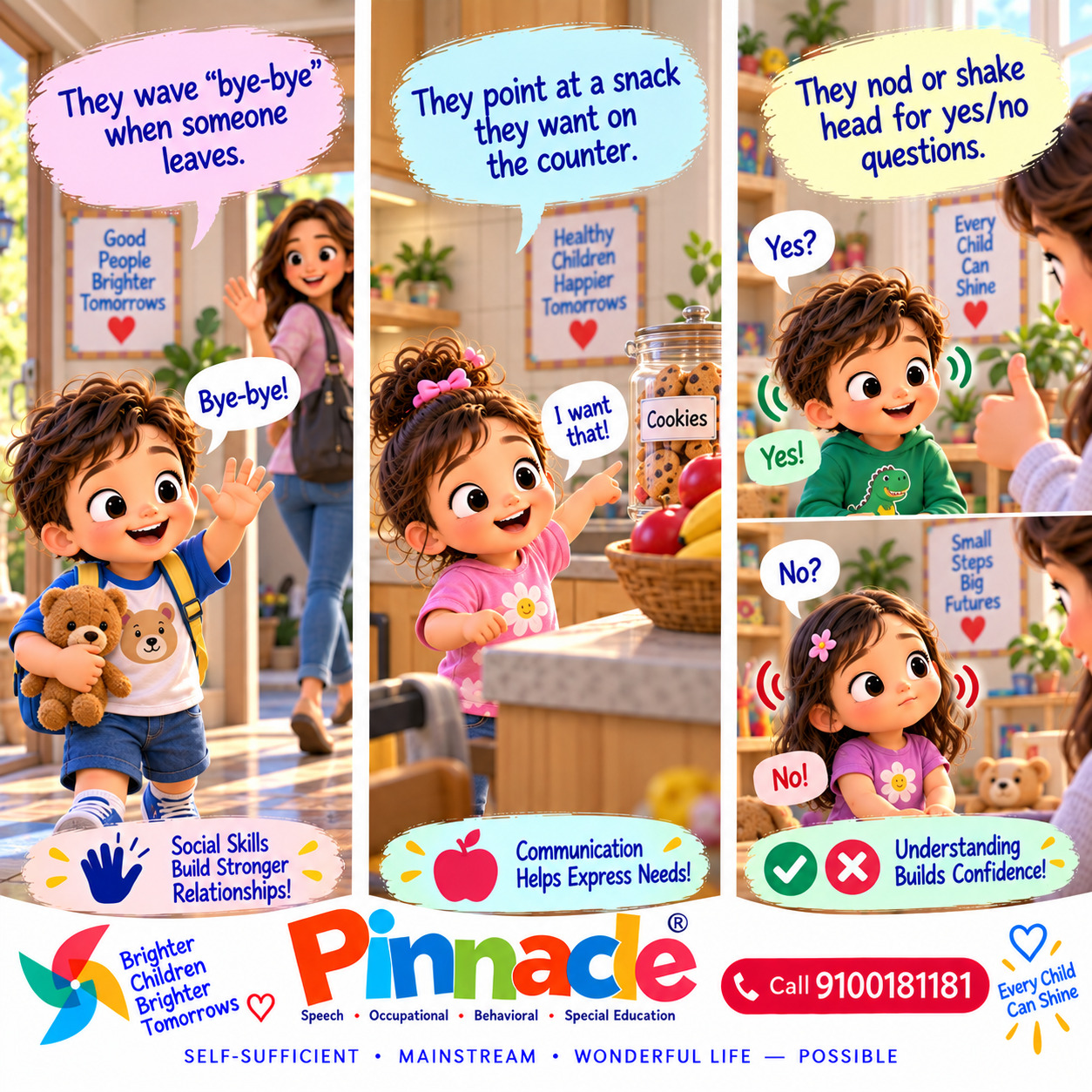 Example illustration accompanying: Does the child use gestures like pointing or waving?
