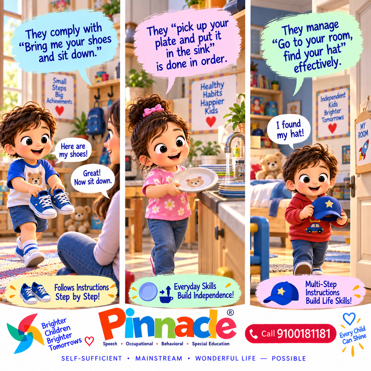 Example illustration accompanying: Does the child follow 2-step instructions?