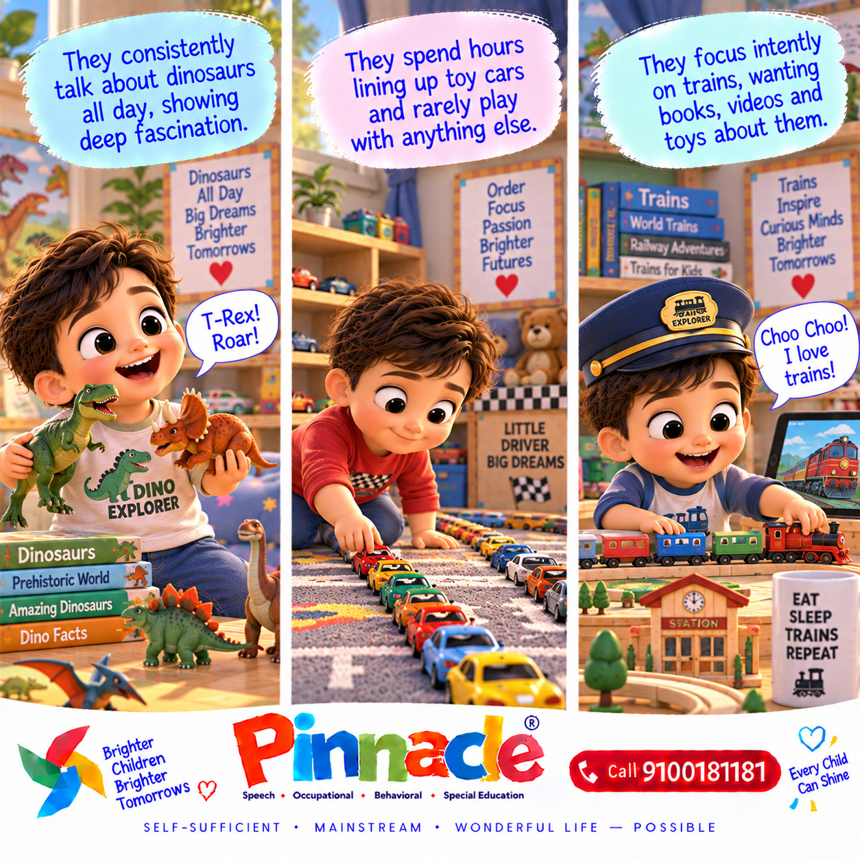 Example illustration accompanying: Does the child have a strong interest in specific objects or topics?