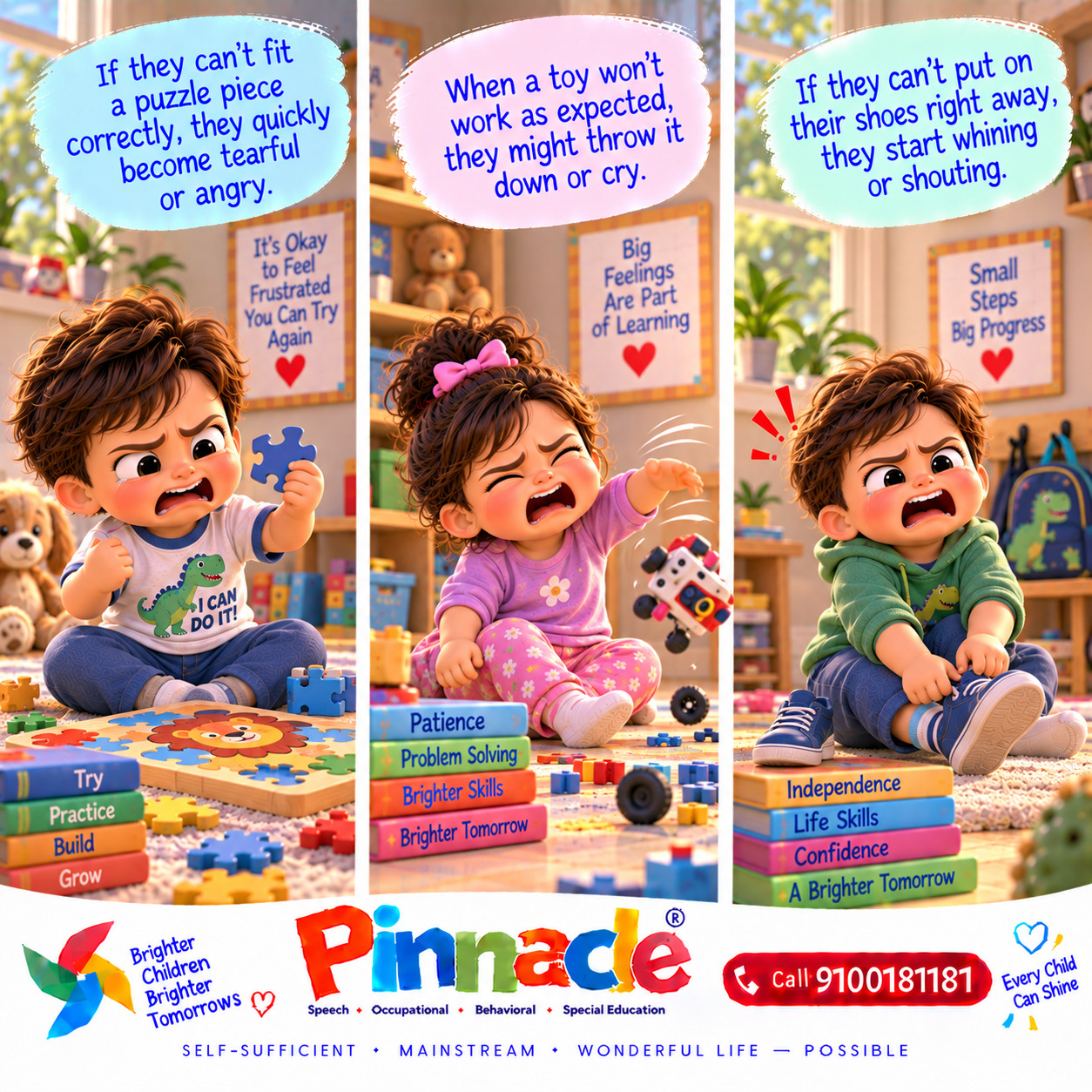 Example illustration accompanying: Does the child get upset easily when frustrated?