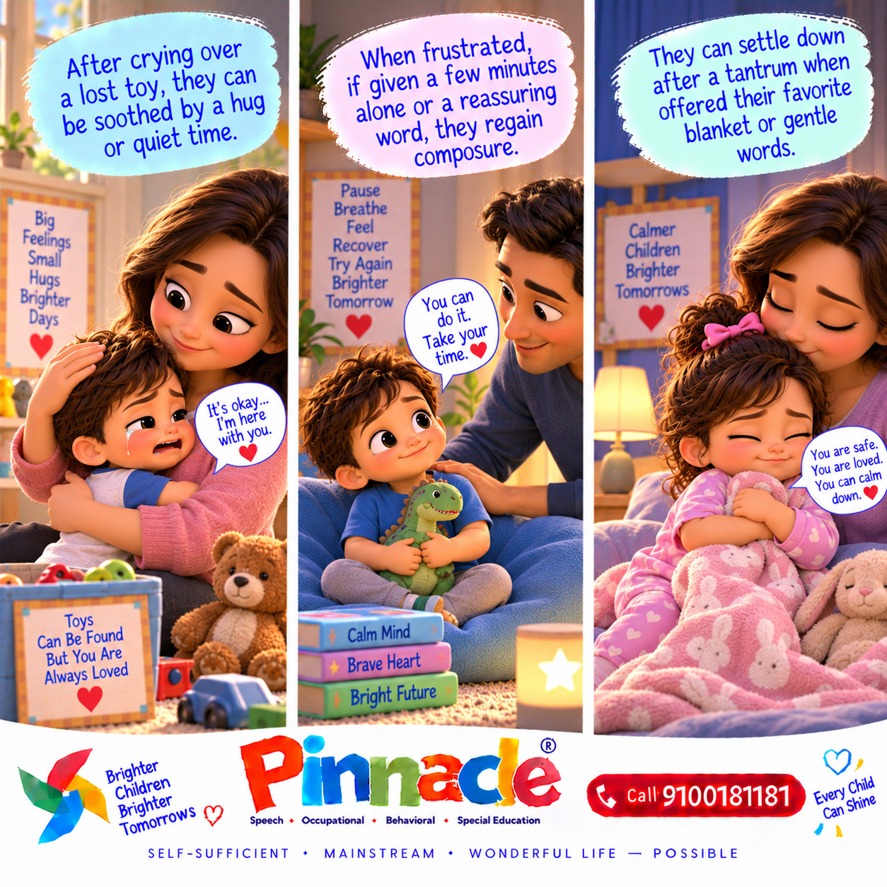 Example illustration accompanying: Can the child calm down after being upset?