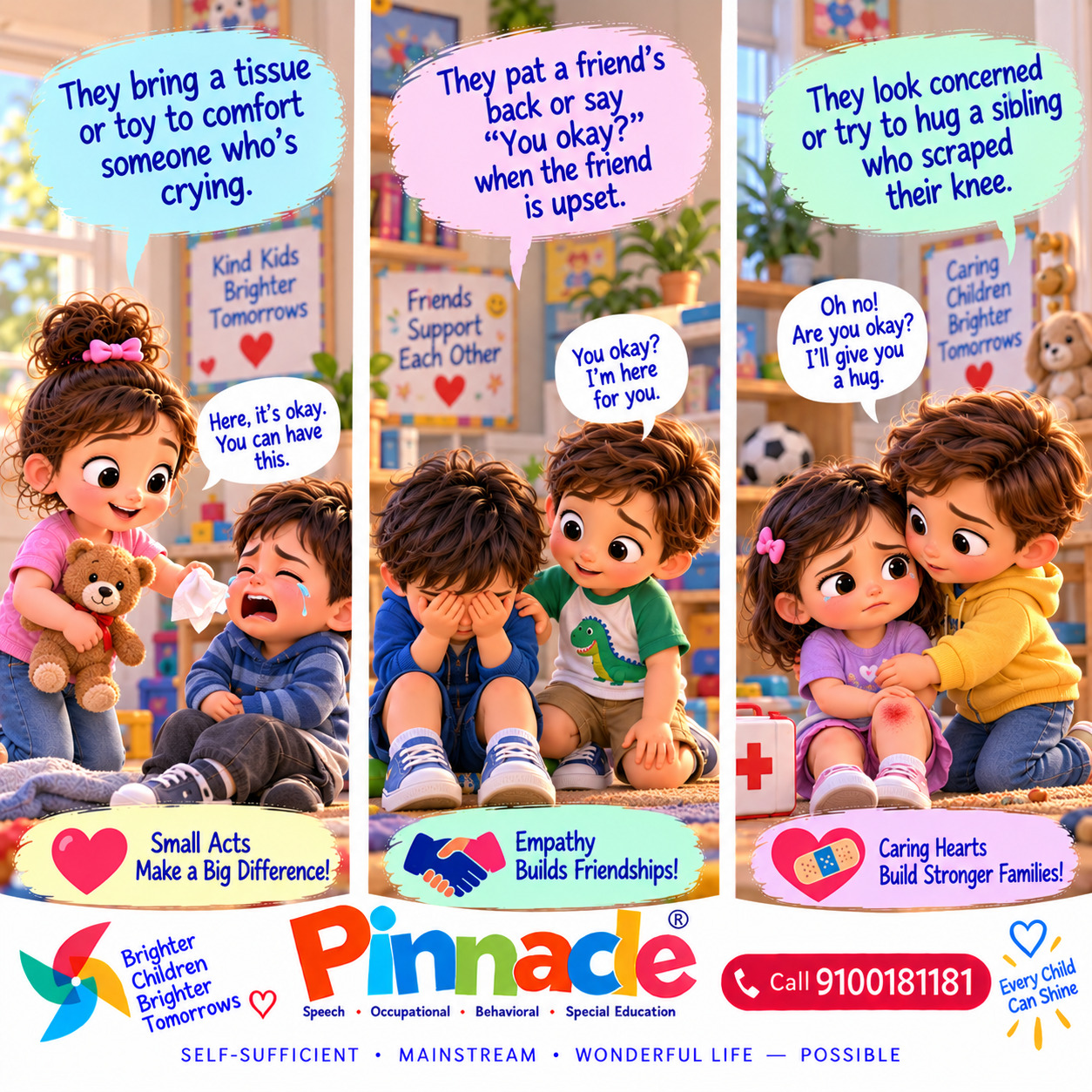 Example illustration accompanying: Does the child show empathy when someone is hurt or sad?