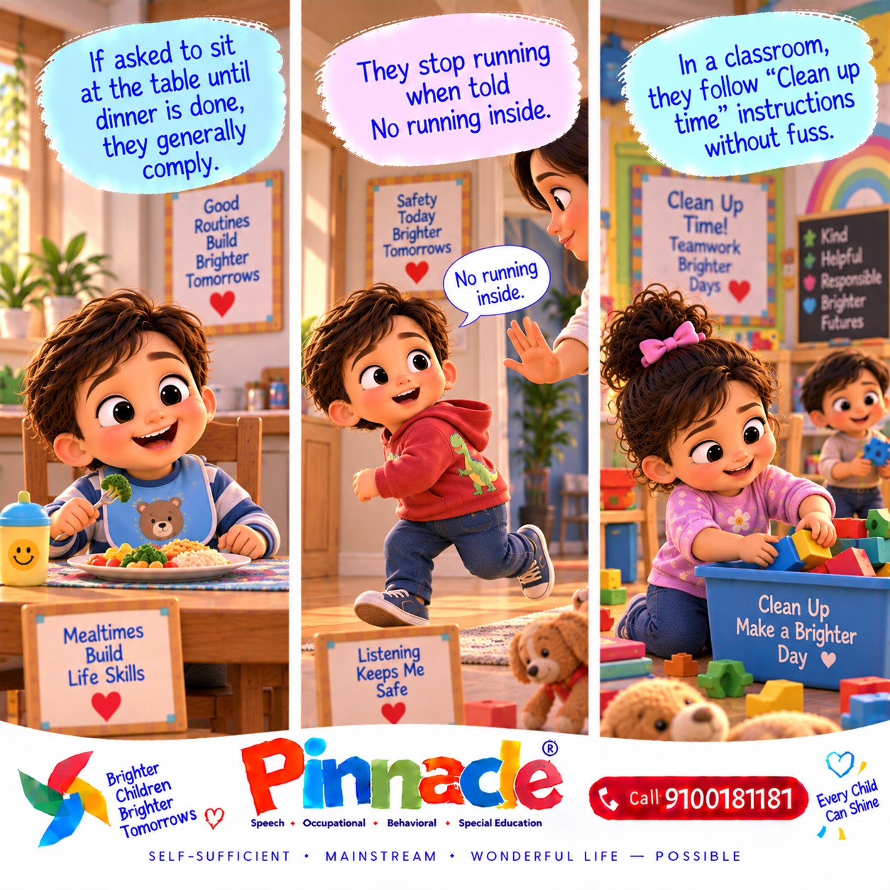 Example illustration accompanying: Does the child follow rules and listen to instructions?
