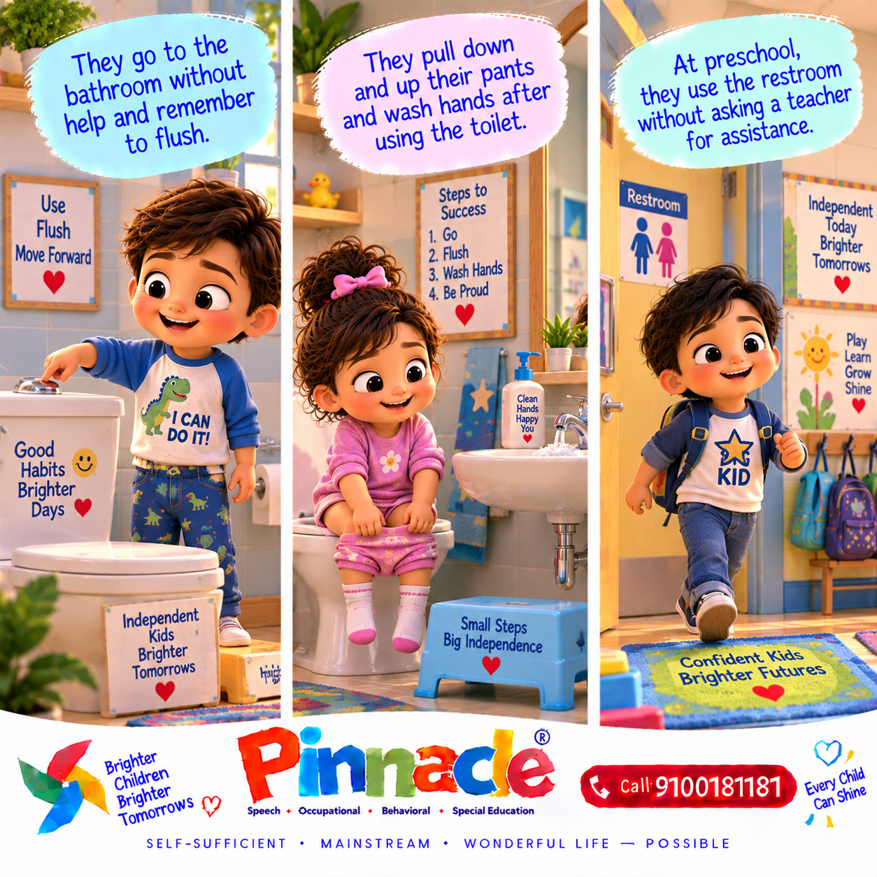 Example illustration accompanying: Can the child use the toilet independently?