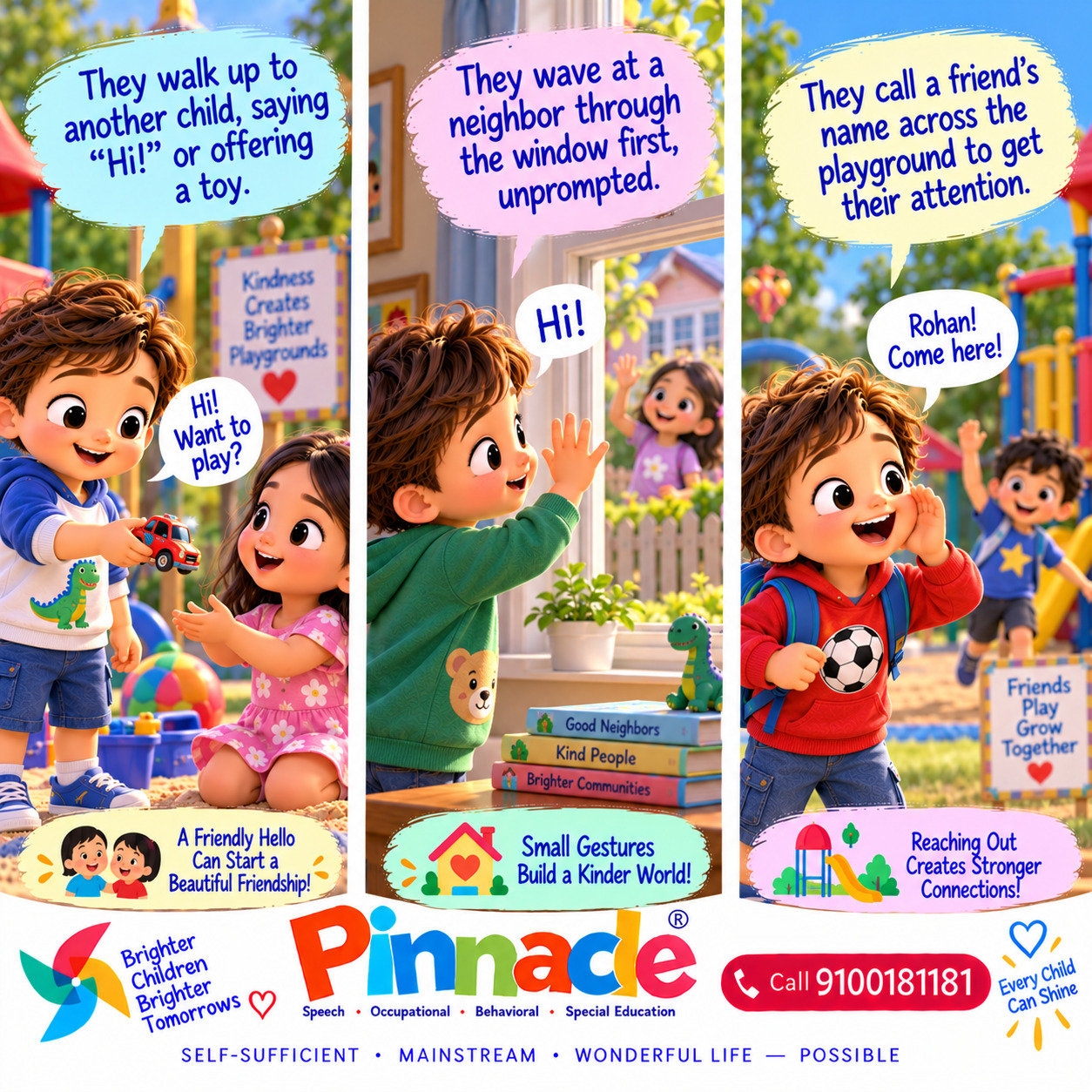Example illustration accompanying: Does the child initiate social interactions?