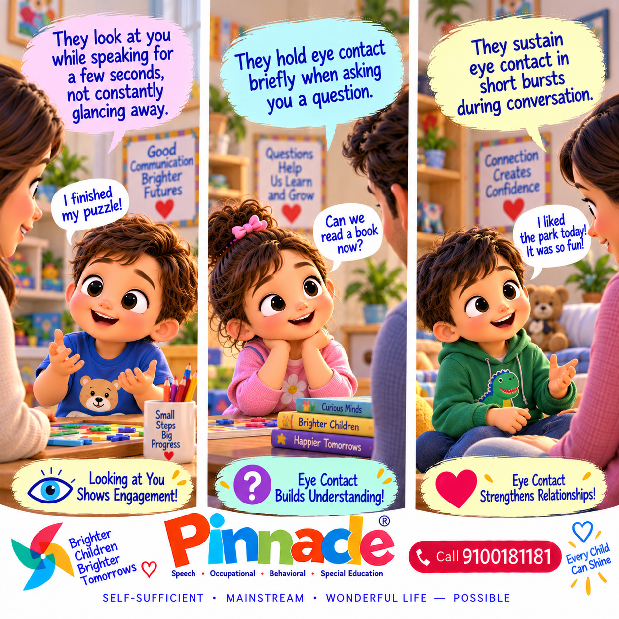 Example illustration accompanying: Can the child maintain eye contact?