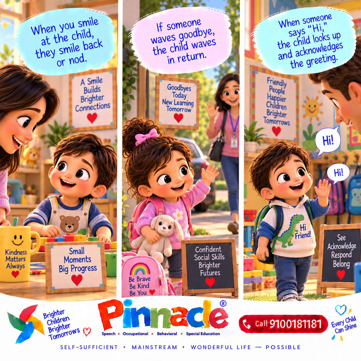 Example illustration accompanying: Does the child respond to social cues?