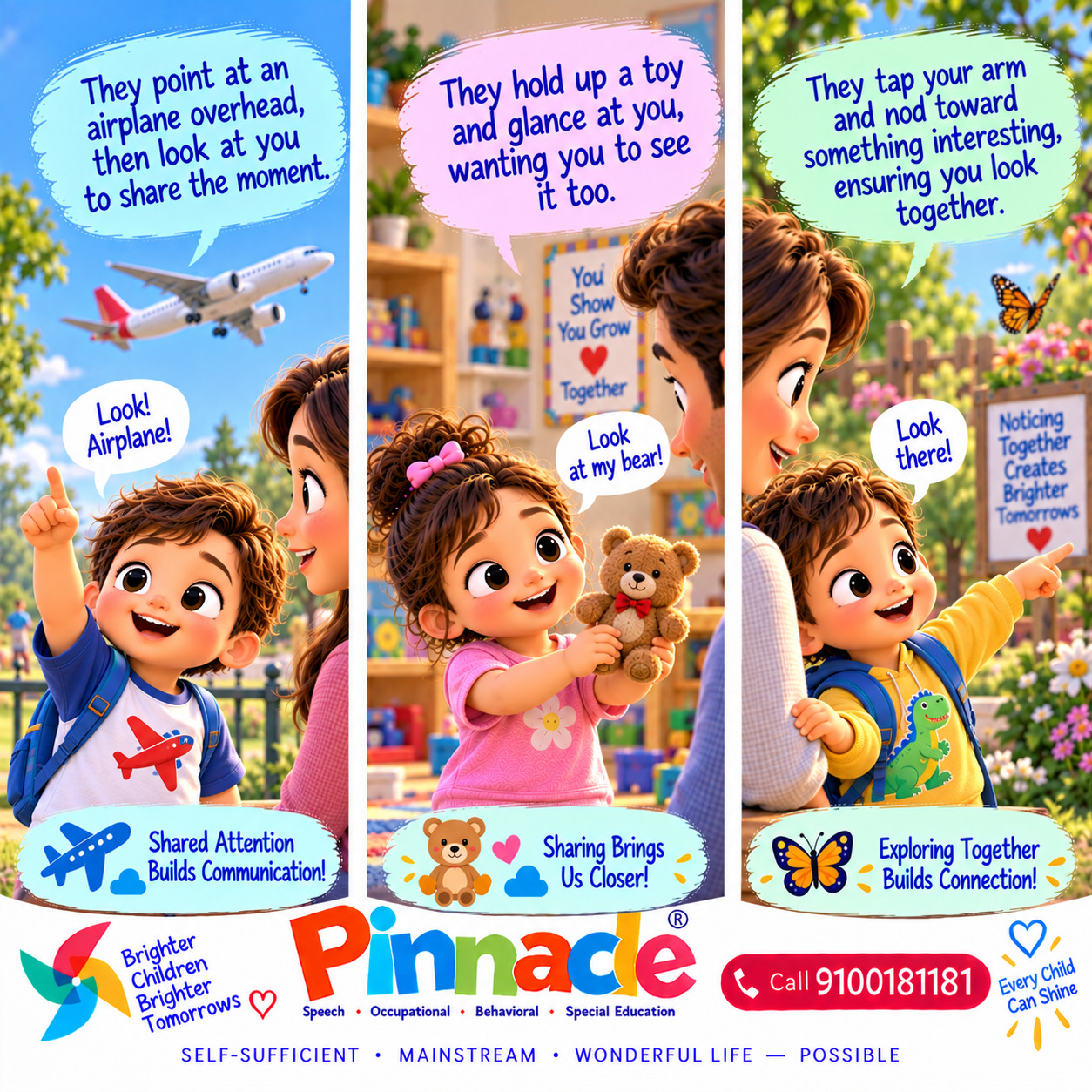 Example illustration accompanying: Does the child show joint attention?