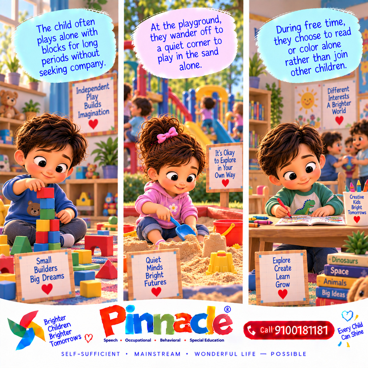 Example illustration accompanying: Does the child prefer solitary play?