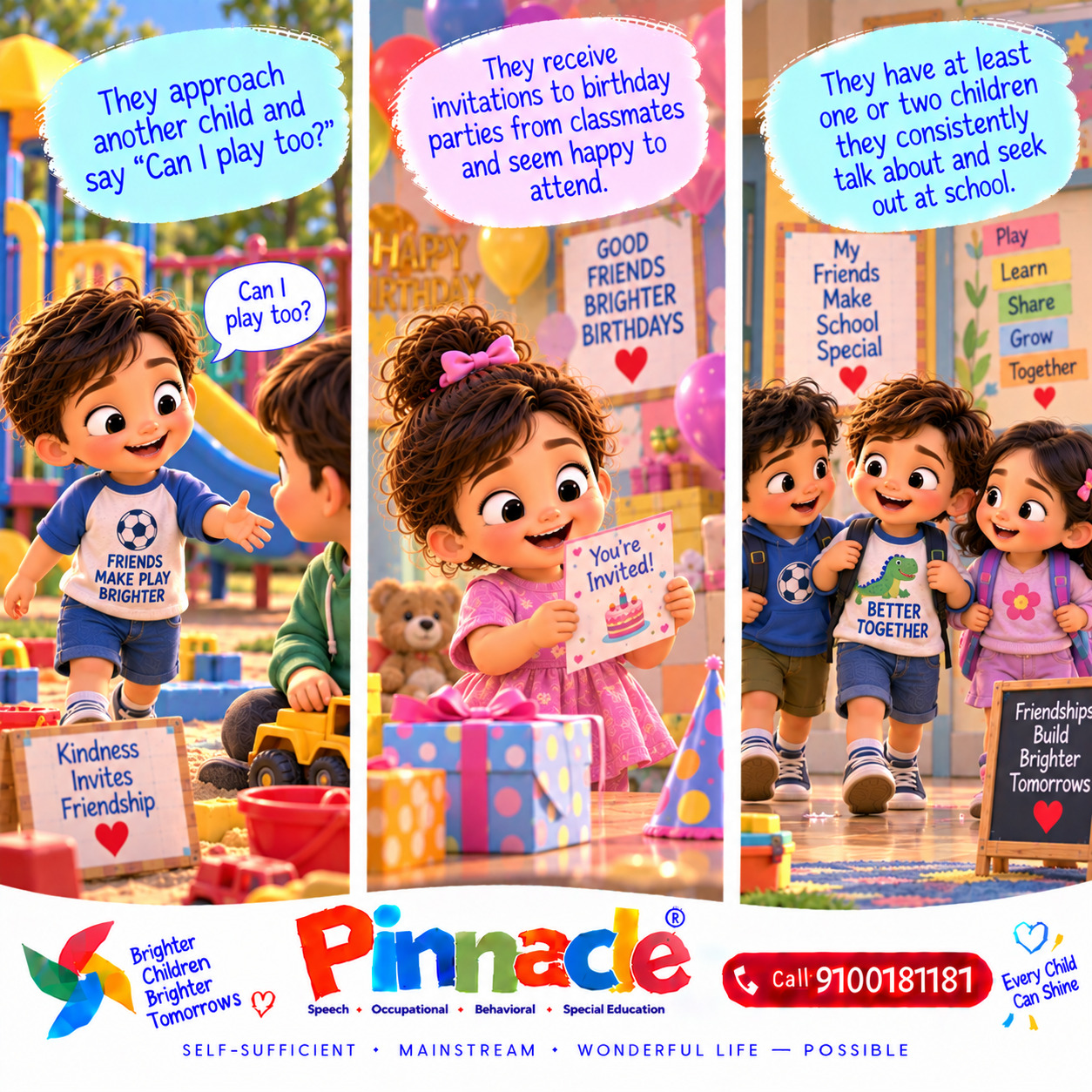 Example illustration accompanying: Is the child able to make friends?