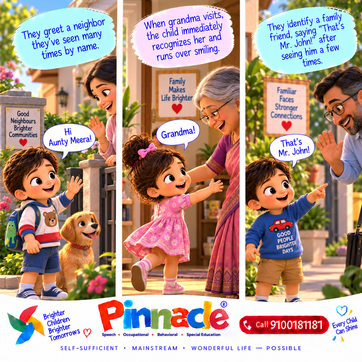 Example illustration accompanying: Does the child recognize familiar people?
