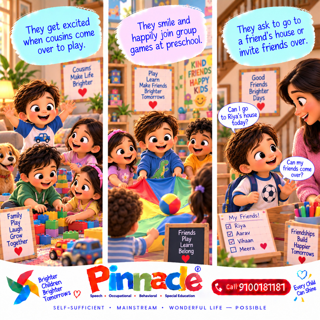 Example illustration accompanying: Does the child enjoy being with others?