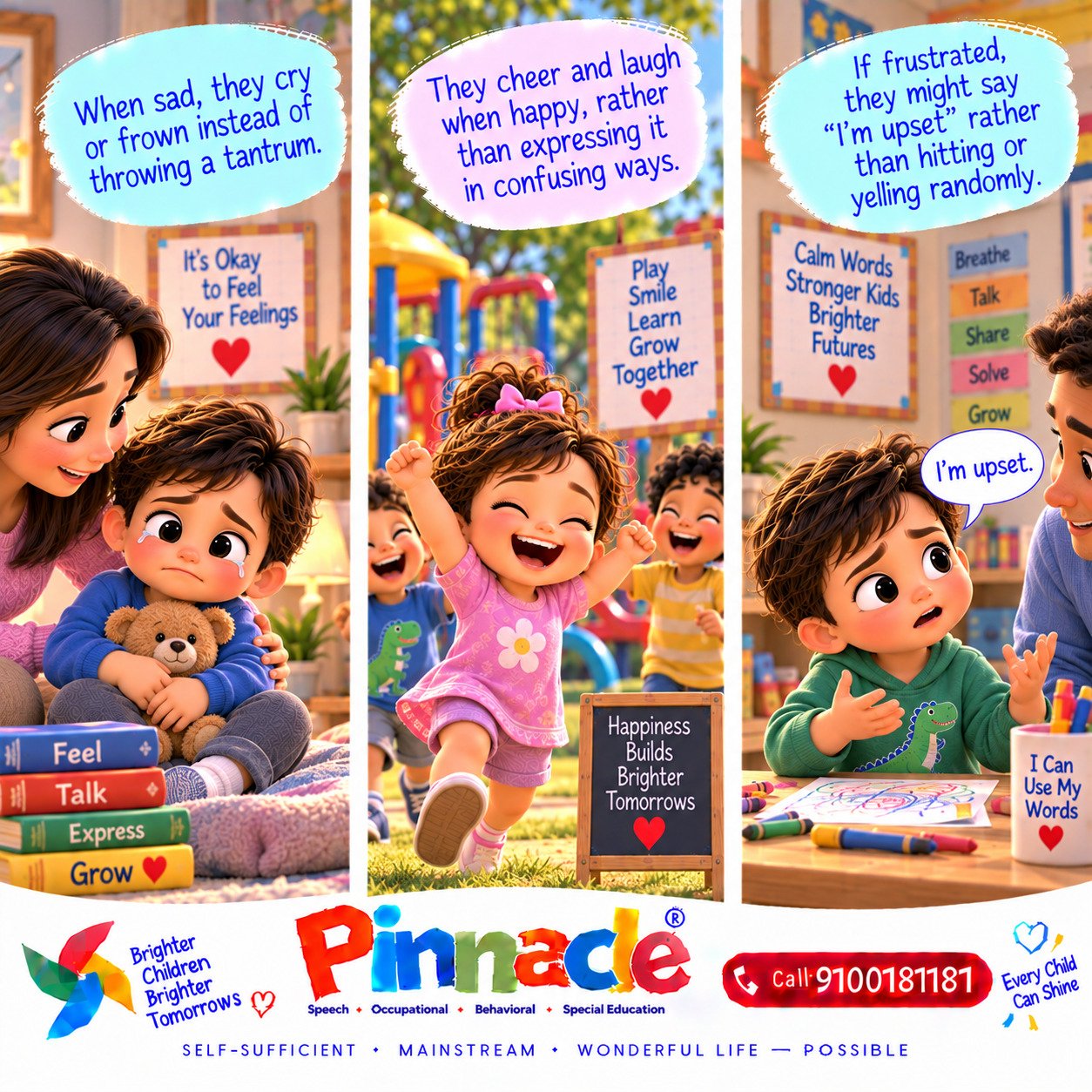 Example illustration accompanying: Does the child express emotions appropriately?