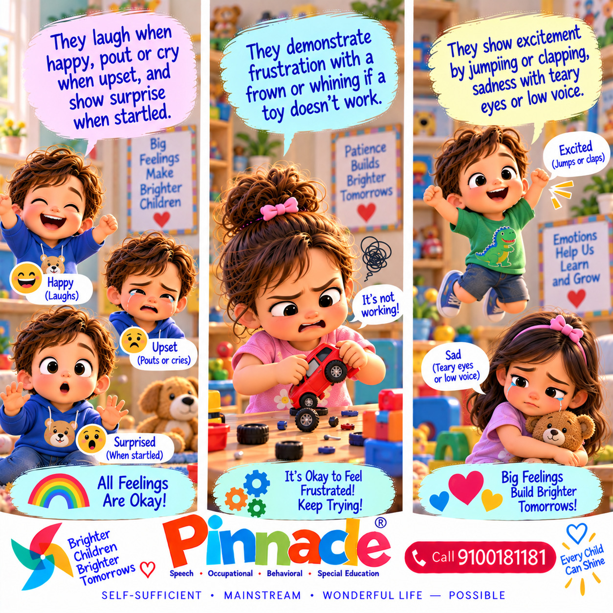 Example illustration accompanying: Does the child express a range of emotions?