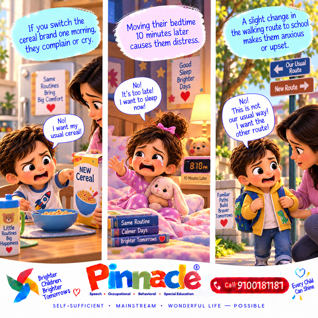 Example illustration accompanying: Is the child easily upset by minor changes?