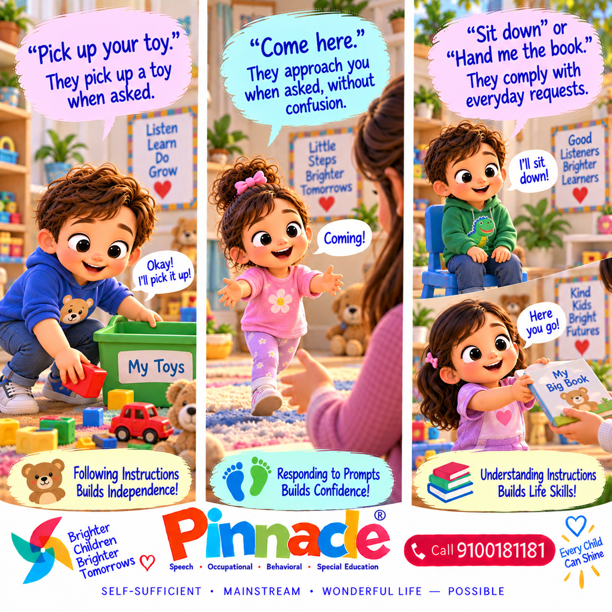 Example illustration accompanying: Can the child follow simple instructions?
