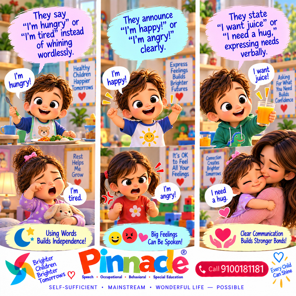 Example illustration accompanying: Is the child able to describe feelings or needs?