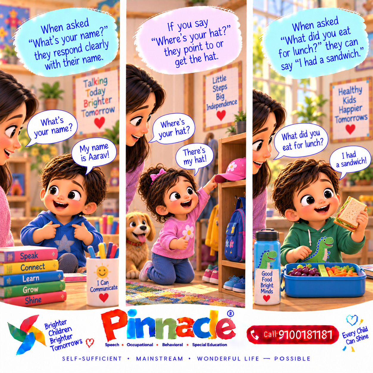 Example illustration accompanying: Can the child answer questions?