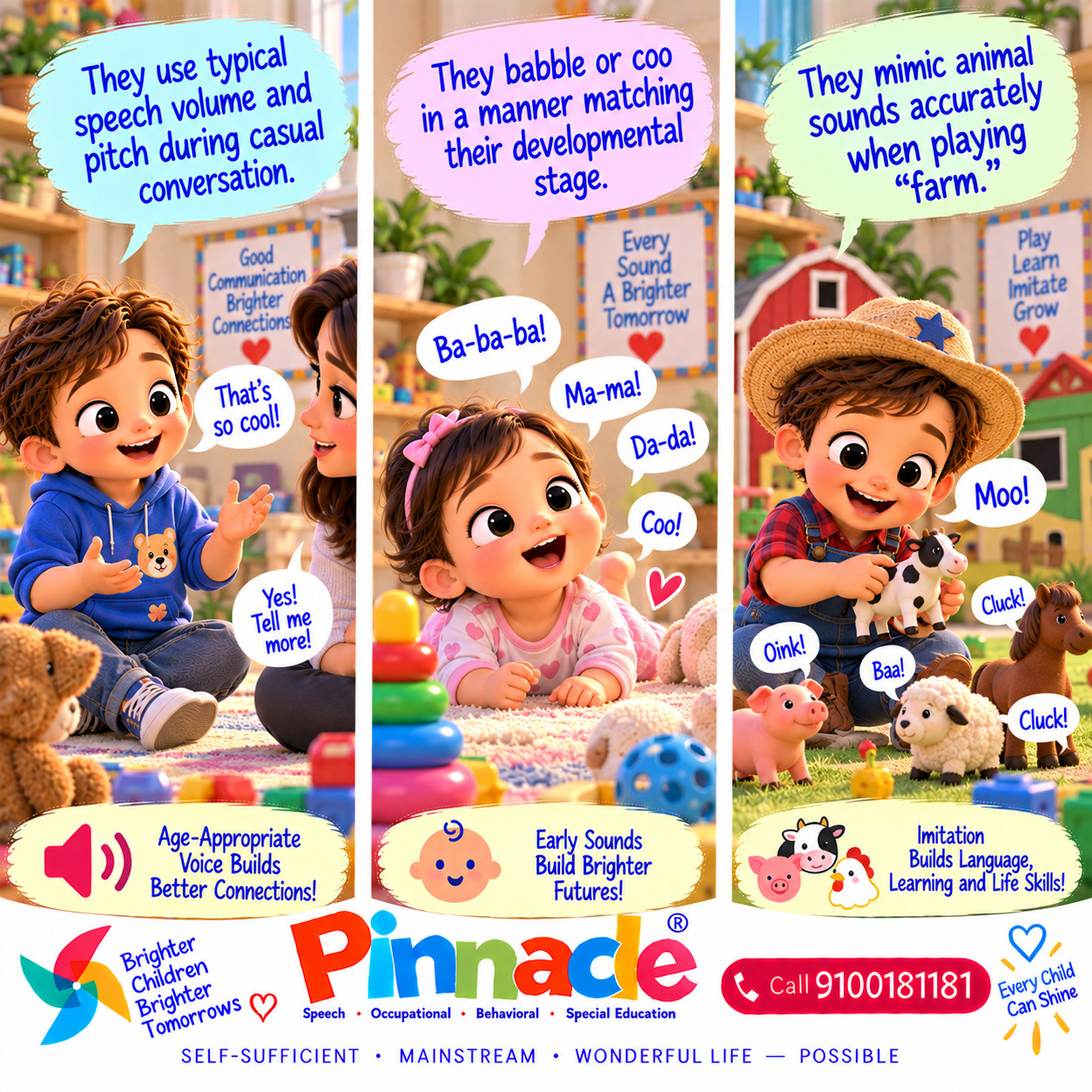 Example illustration accompanying: Does the child make appropriate sounds?