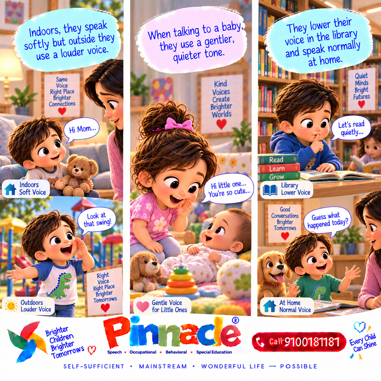 Example illustration accompanying: Can the child adjust tone and volume of speech?