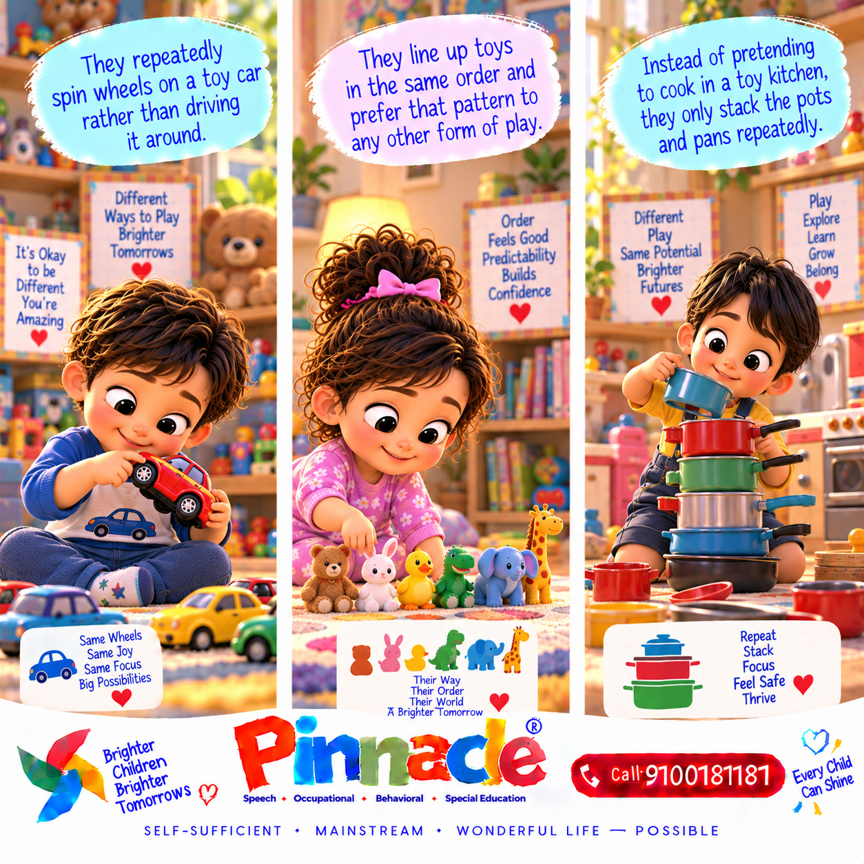 Example illustration accompanying: Does the child engage in unusual play?