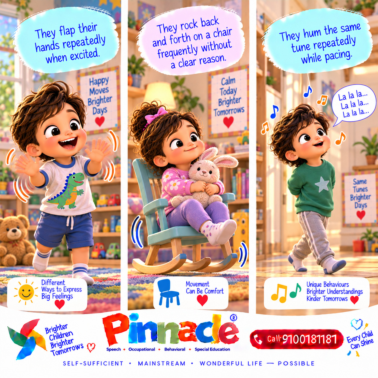Example illustration accompanying: Does the child exhibit self-stimulatory behavior?