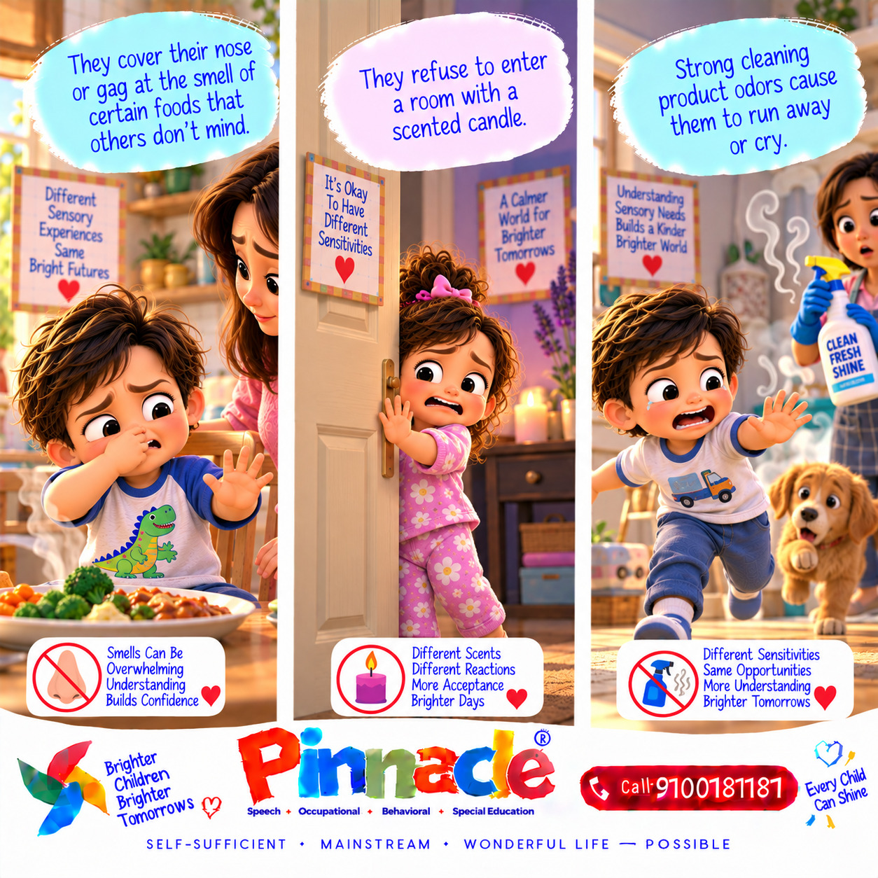 Example illustration accompanying: Is the child bothered by certain smells?
