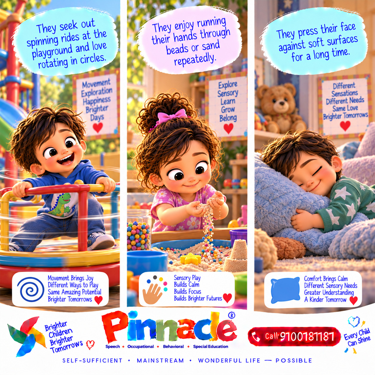 Example illustration accompanying: Does the child seek sensory stimulation?