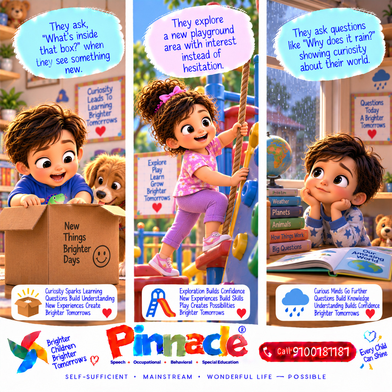 Example illustration accompanying: Does the child show curiosity?