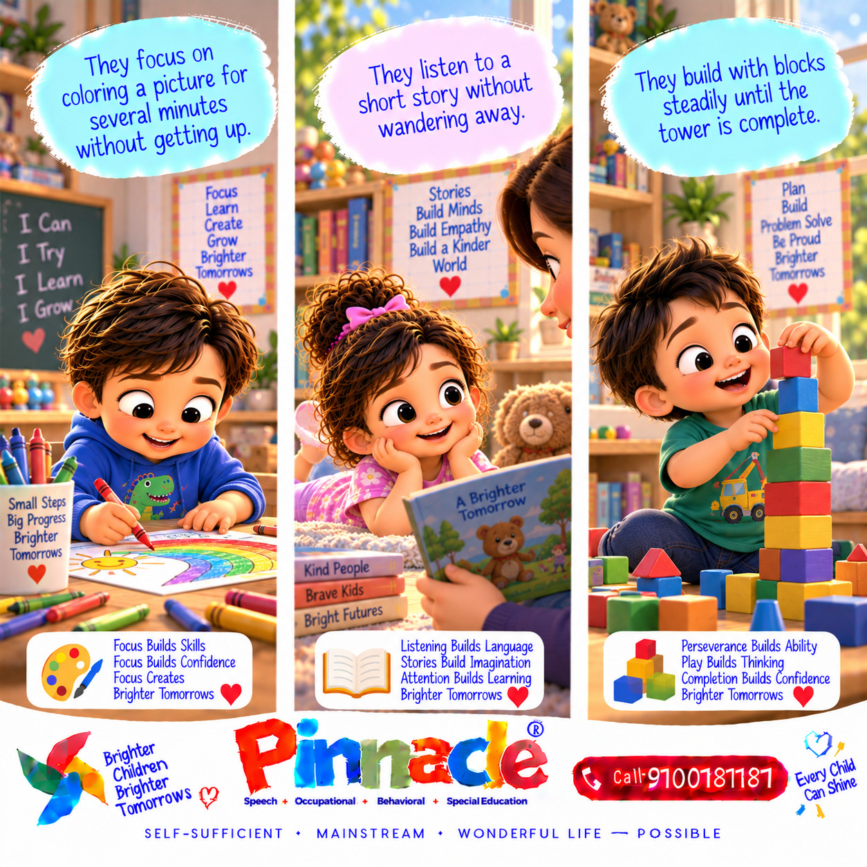 Example illustration accompanying: Is the child able to pay attention to tasks?