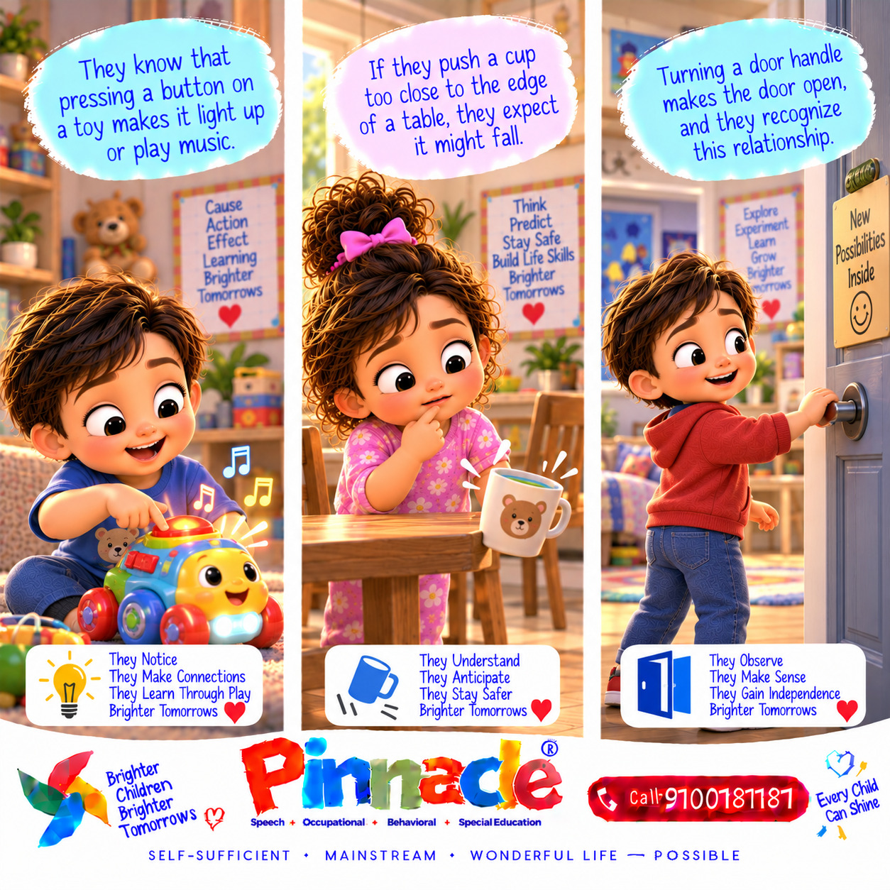 Example illustration accompanying: Does the child understand cause and effect?