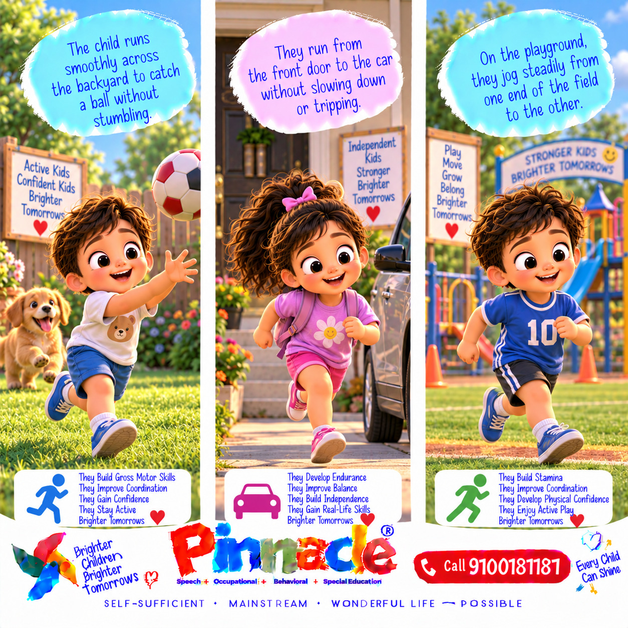 Example illustration accompanying: Running: Is the child able to run steadily across short distances?