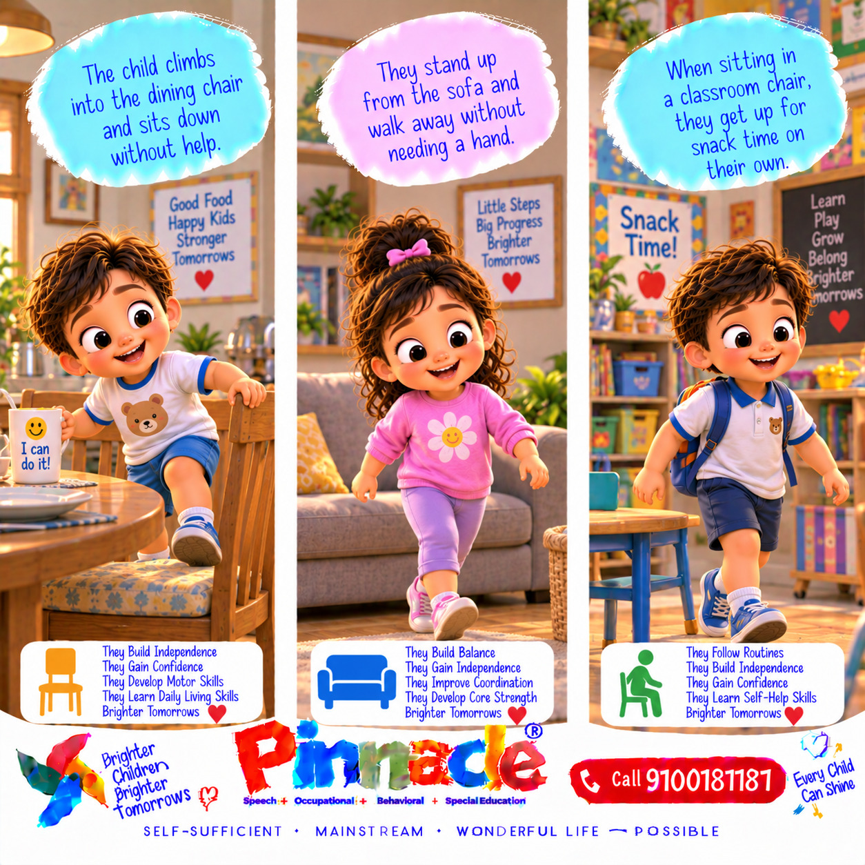 Example illustration accompanying: Transfers: Can the child get in and out of a chair independently?
