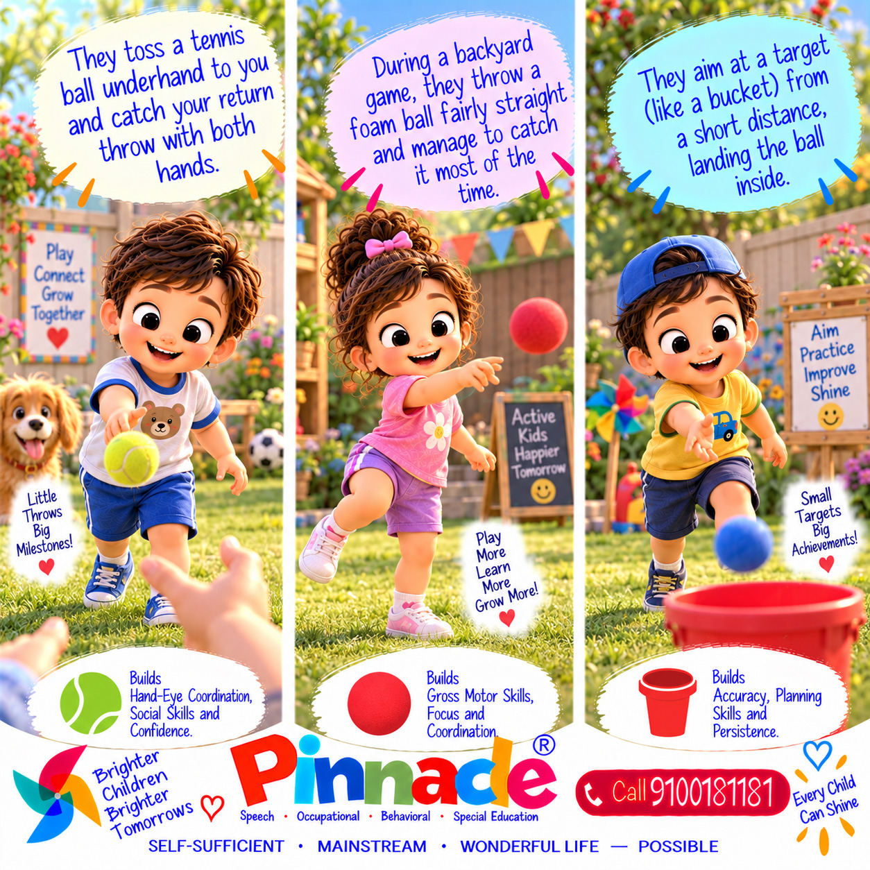 Example illustration accompanying: Coordination: Can the child throw and catch a small ball with accuracy?