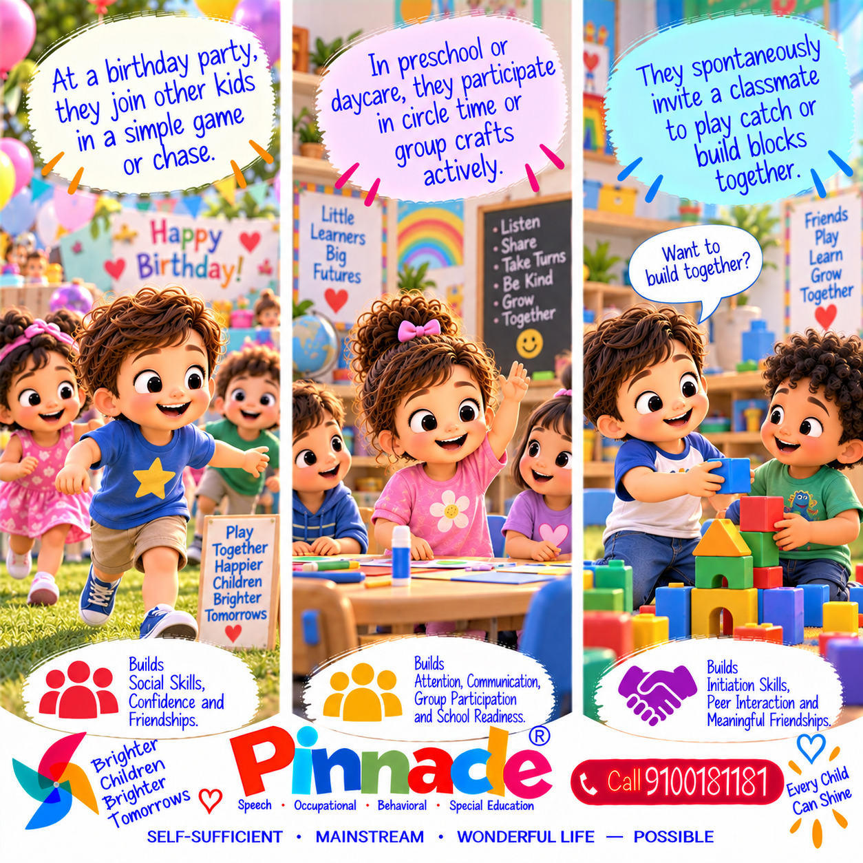 Example illustration accompanying: Peer Interaction: Does the child play with other children in group settings?