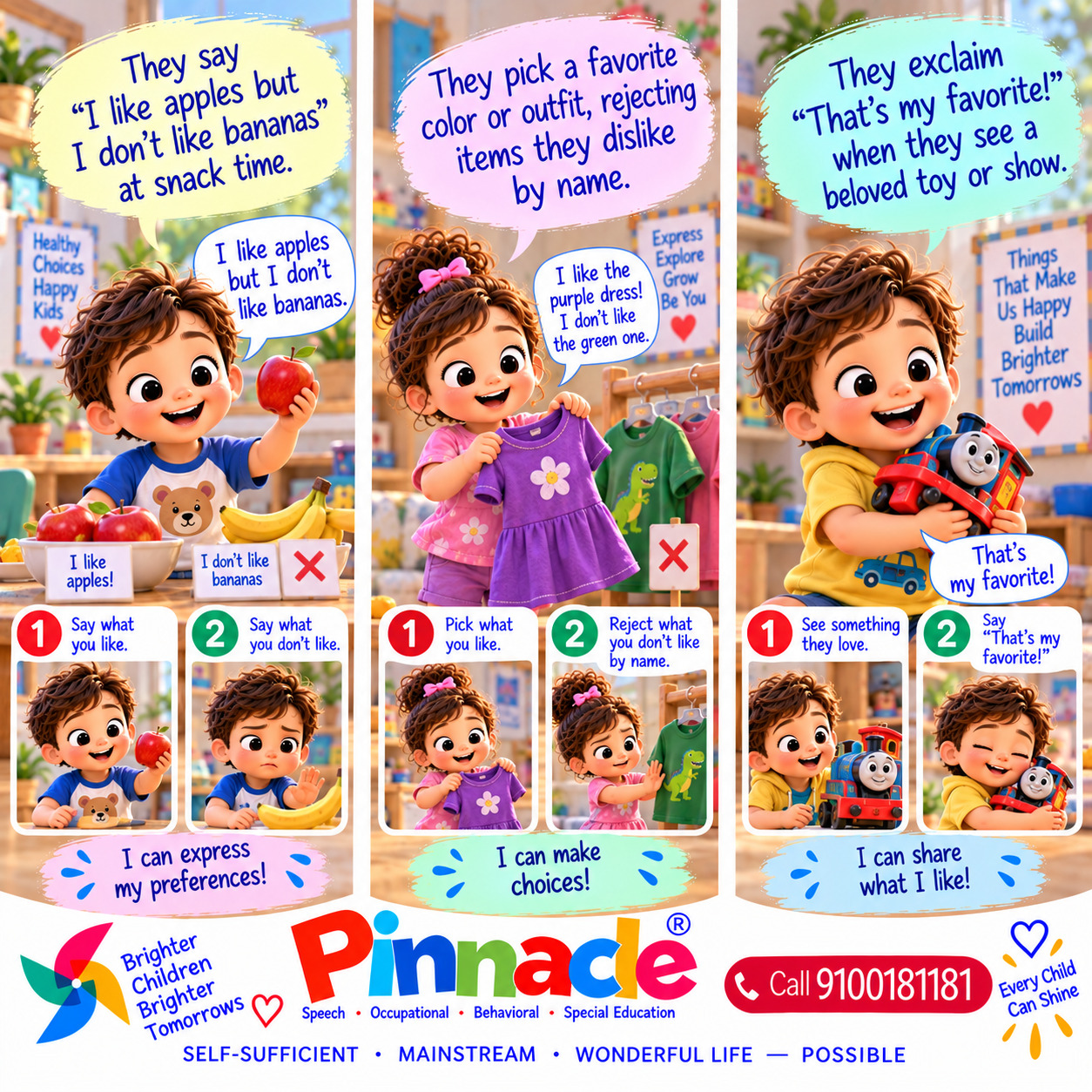 Example illustration accompanying: Self-Expression: Can the child express preferences, likes, or dislikes clearly?