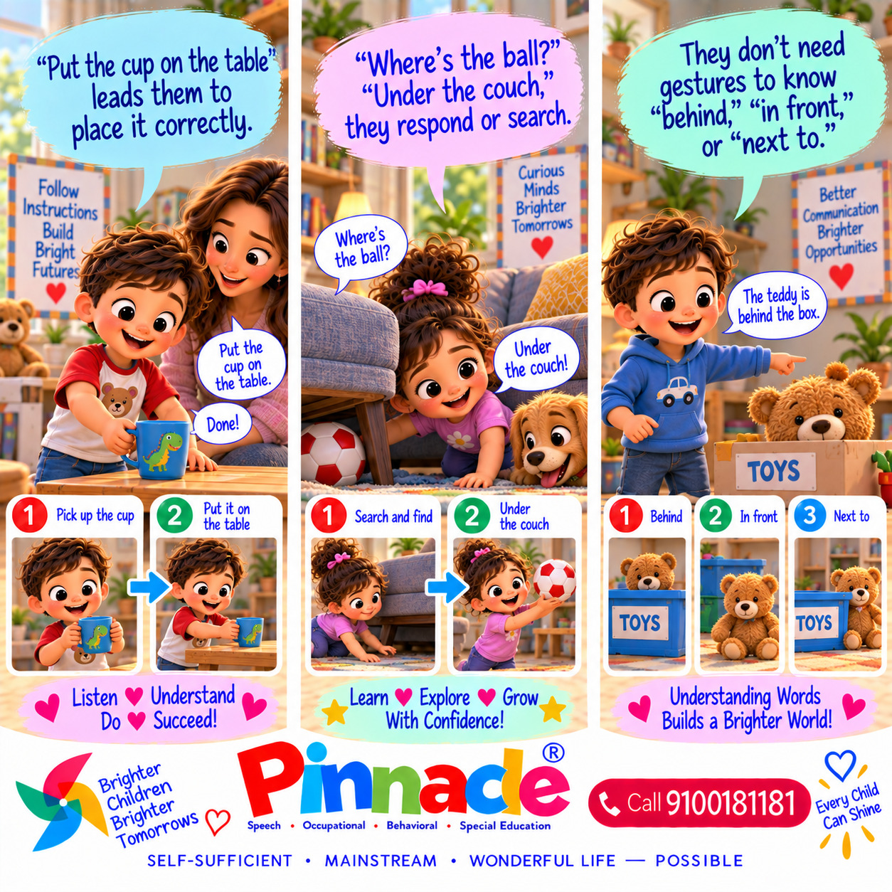 Example illustration accompanying: Does the child understand basic prepositions (e.g., 'on,' 'under')?