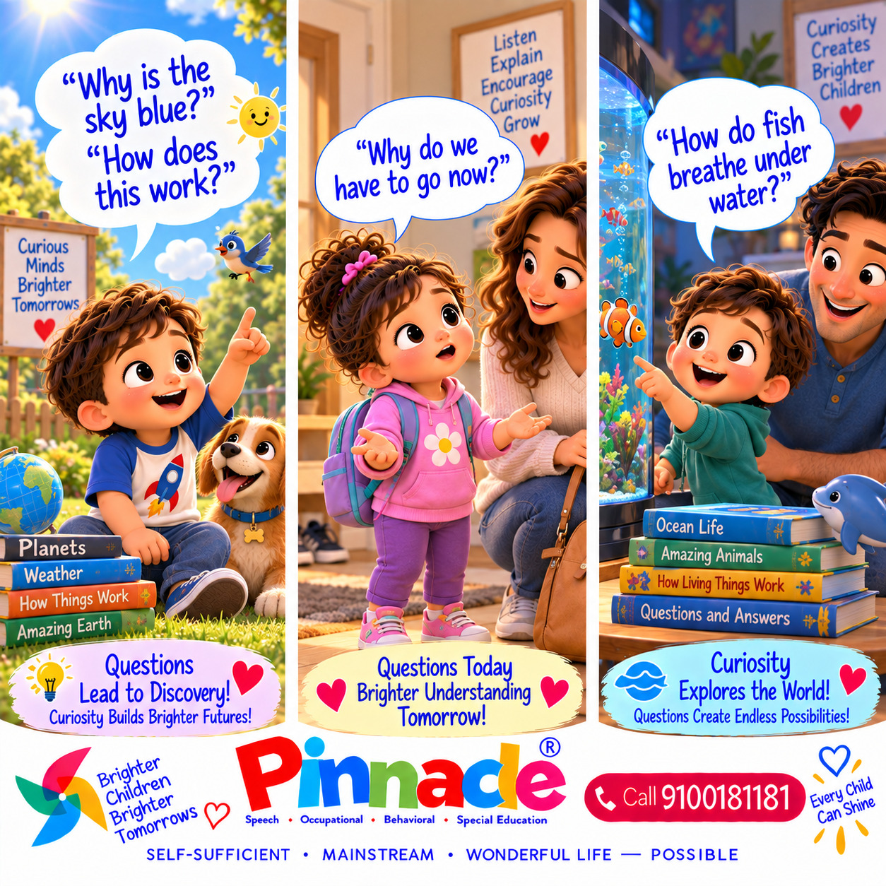 Example illustration accompanying: Can the child ask 'why' or 'how' questions?