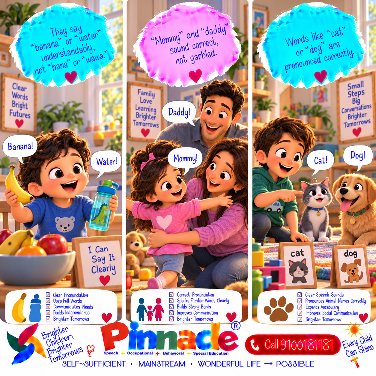 Example illustration accompanying: Does the child pronounce common words clearly?