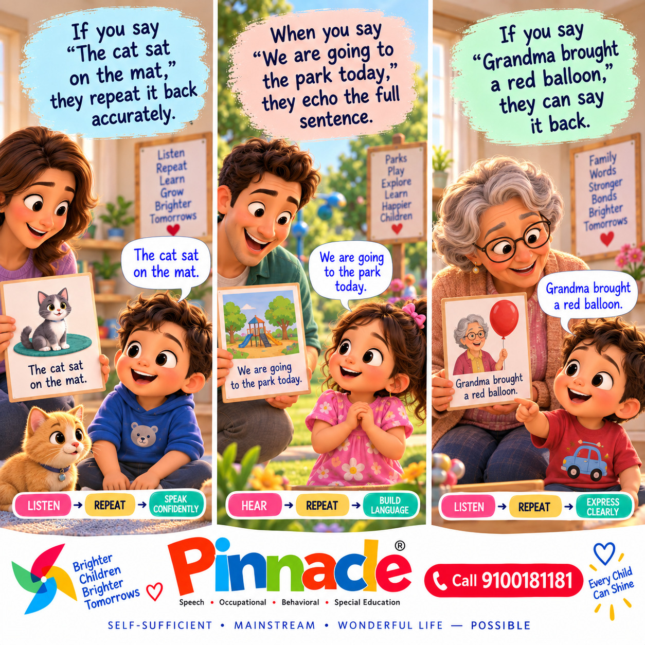 Example illustration accompanying: Can the child repeat a sentence after hearing it?
