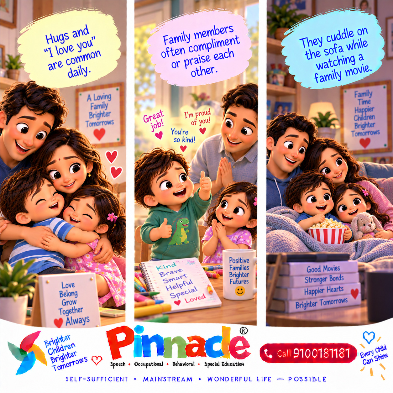 Example illustration accompanying: Emotional Closeness : Do family members express affection openly and frequently?