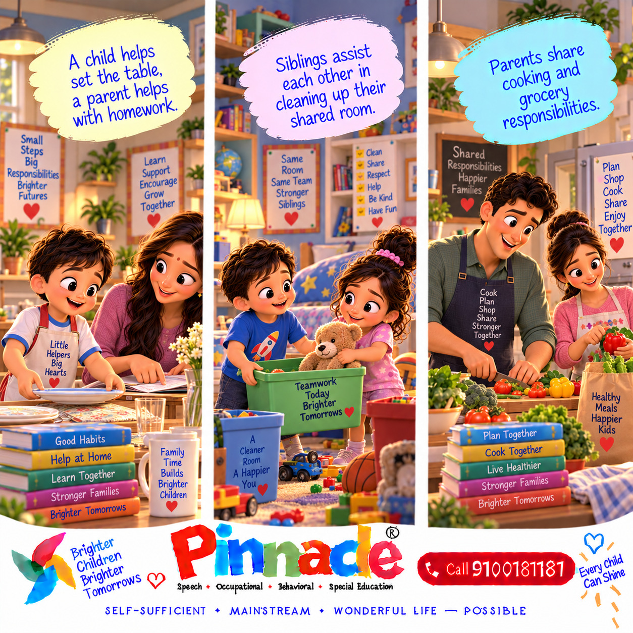 Example illustration accompanying: Practical Support : Do family members help each other with daily tasks (e.g., chores, childcare)?