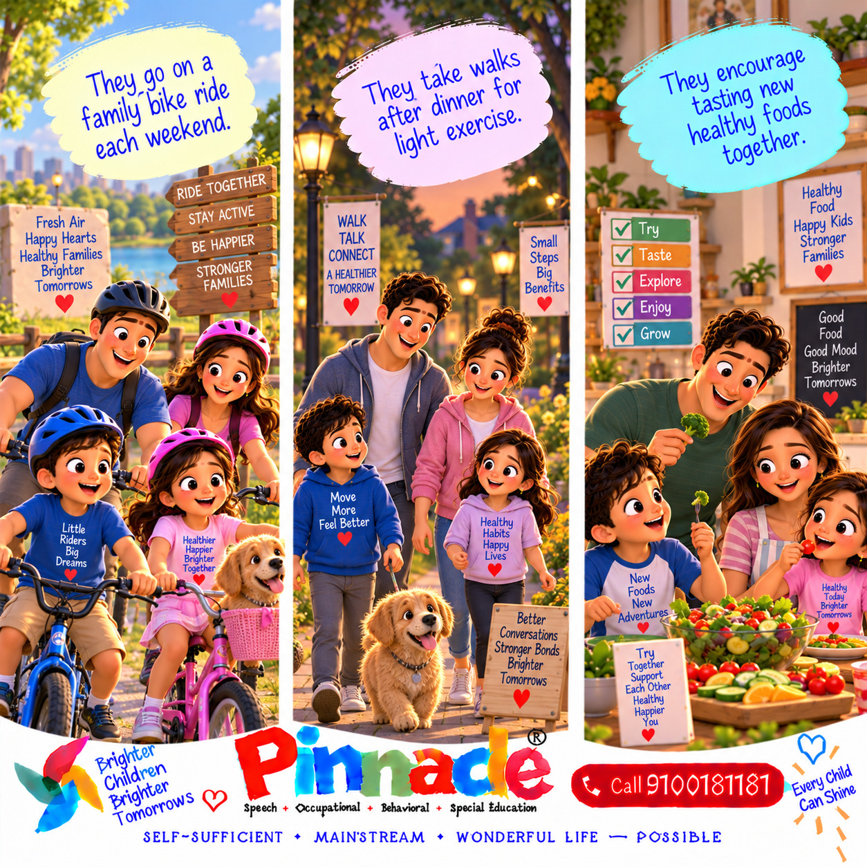 Example illustration accompanying: Health & Wellness : Does the family engage in activities that promote health (e.g., exercise, outdoor play)?