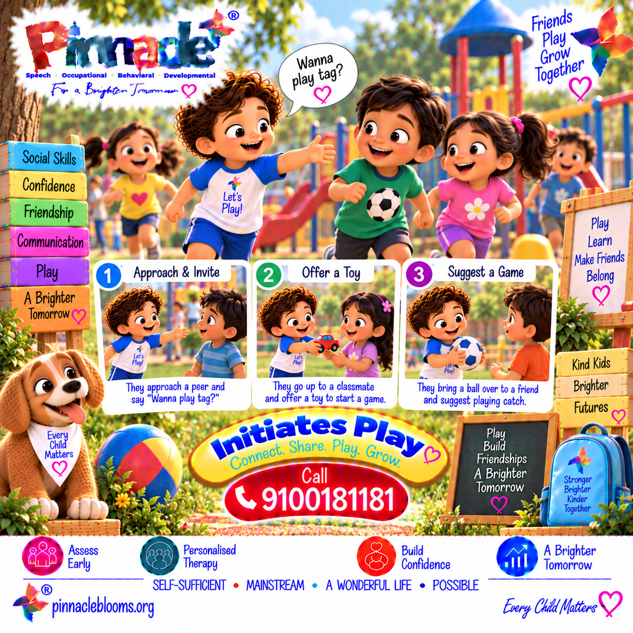 Question illustration accompanying: Does the child initiate play with peers?