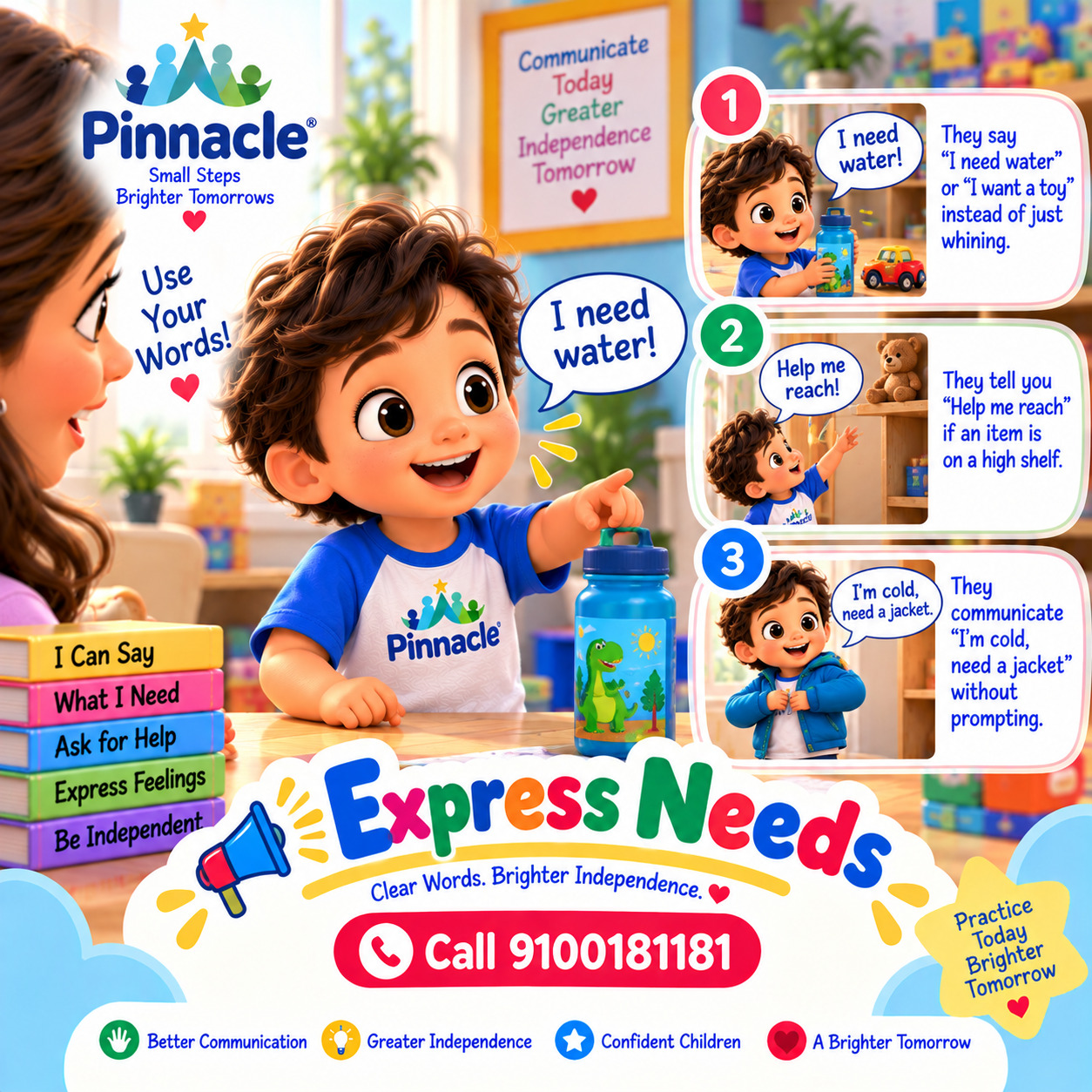 Question illustration accompanying: Can the child clearly express what they need verbally?