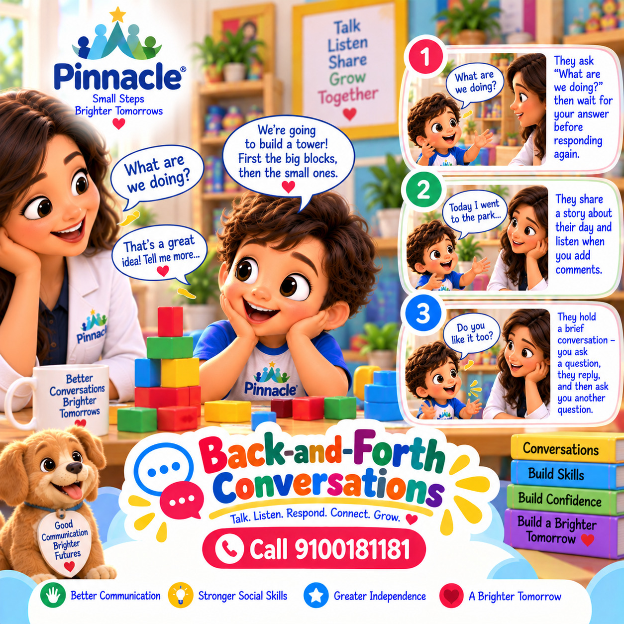 Question illustration accompanying: Does the child engage in back-and-forth conversations?