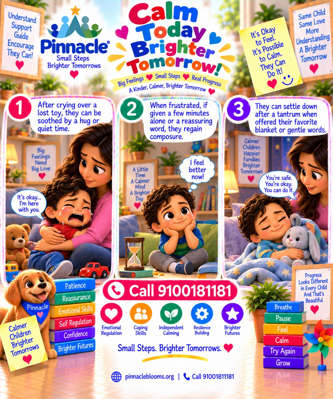 Question illustration accompanying: Can the child calm down after being upset?
