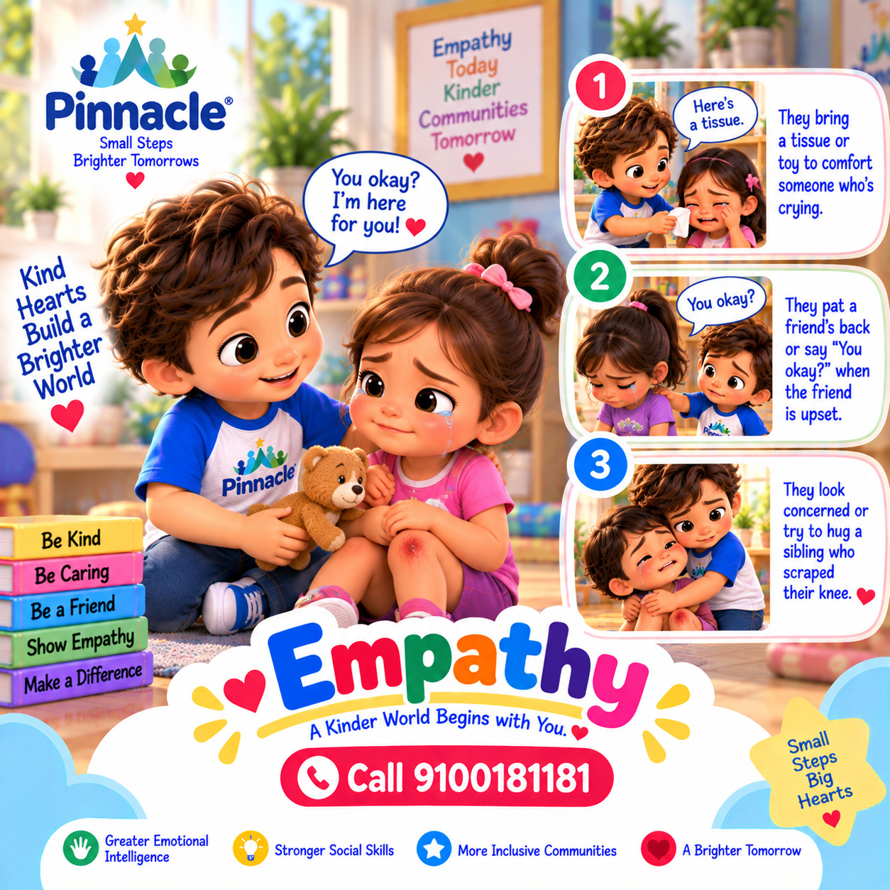 Question illustration accompanying: Does the child show empathy when someone is hurt or sad?